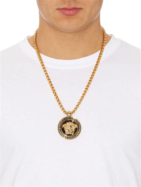 versace mens medallion chain necklace|Versace lock statement necklace.